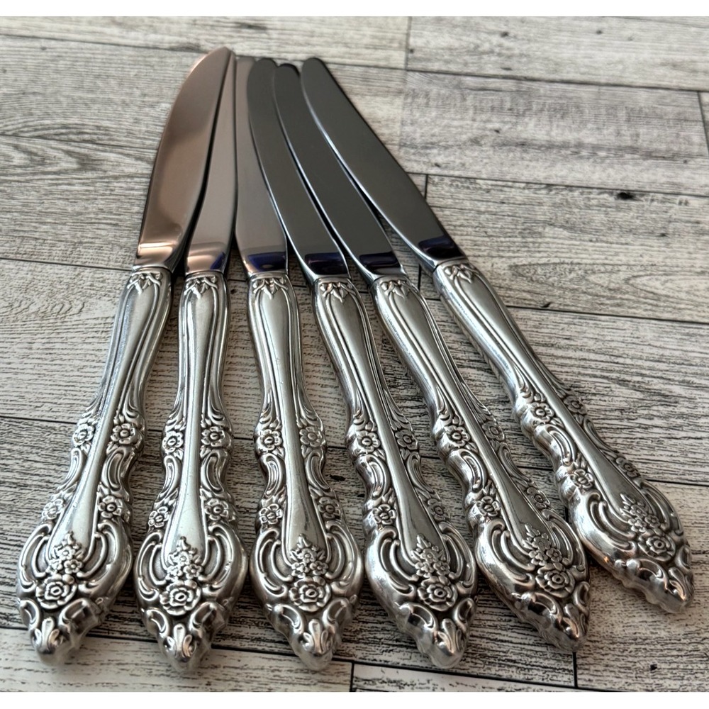 6 Community Silver Artistry Dinner Knives Silver plated By Oneida 1965 9 Inches